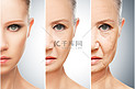 女人老化和皮肤护理的面部特写