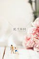 康乃馨母亲节花朵微缩创意摄影图配图