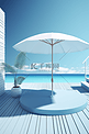 夏天夏季蓝色泳池水池展台