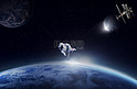 太空飞行器宇航员宇宙星球夜晚宇宙航天员宇宙太空遨游摄影图配图