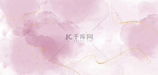 简约水彩烫金纹理粉紫色文艺清新背景