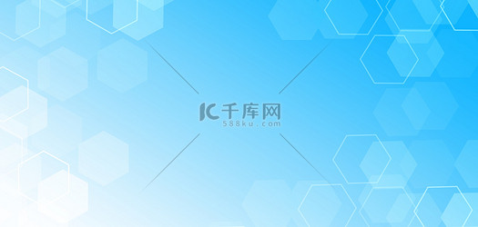 简约几何六边形蓝色清新医疗科技背景