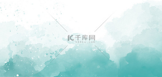 唯美水墨水彩晕染蓝绿水彩背景