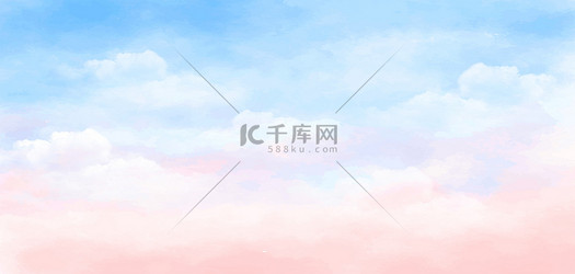 梦幻唯美天空白云粉色手绘渐变背景