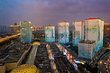 武汉城市建筑群夜晚建筑群三角湖万达航拍摄影图配图