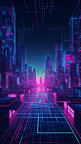 科幻科技太空城市蓝紫色光线背景