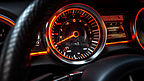 汽车上的速度计和转速计的特写镜头