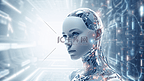 AI(Artificial Intelligence)通用人工智能(AGI)或深度学习或机器学习的概念。3 d演示。

