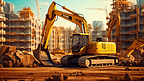 挖掘机在建筑工地施工1