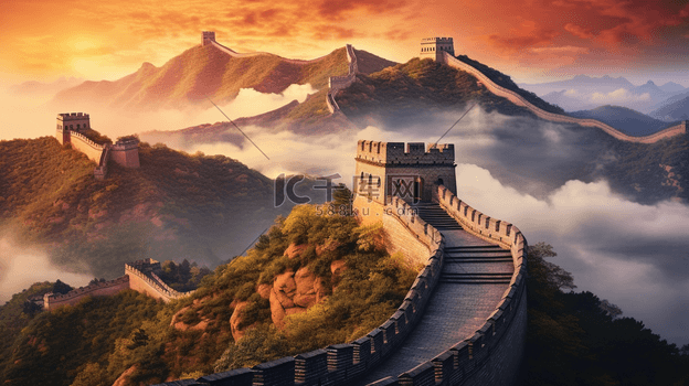 中国万里长城景色景观景区自然风景