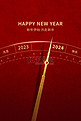 新年烫金时钟红色中国风背景