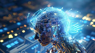 人工智能(AI)脑动画的数字数据概念大数据流分析深度学习现代技术数字化网络