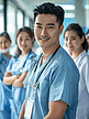 亚洲人医务工作者和患者在病房里