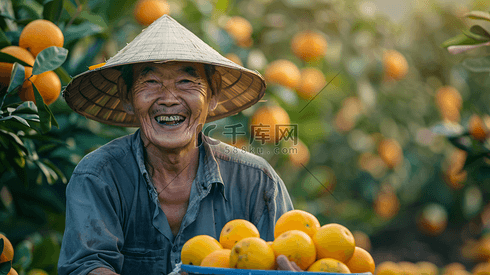 采摘橘子的果农摄影5