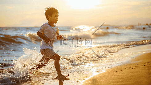 海边玩耍的儿童摄影21
