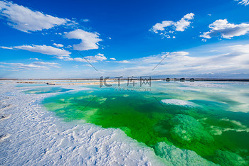 青海茫崖翡翠湖天空之镜美景