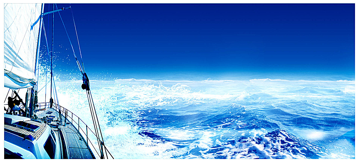 蓝色极简海边航海背景图片免费下载_海报banner/psd