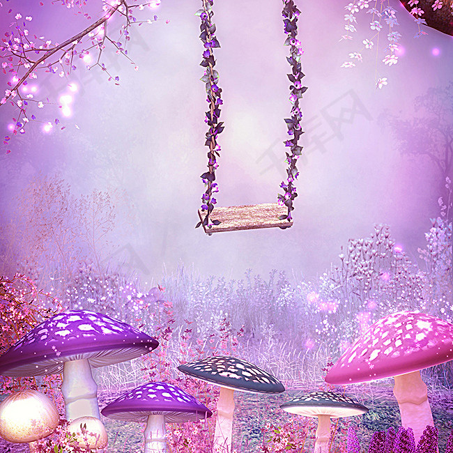 紫色梦幻蘑菇背景图片免费下载_主图/直通车/高清大图