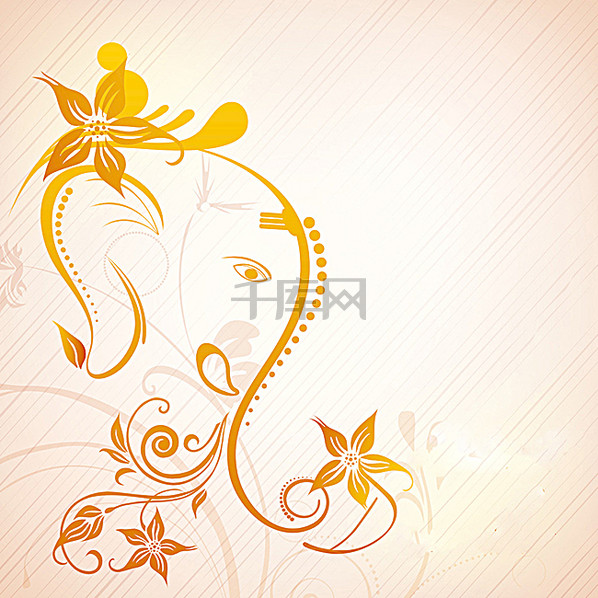 文艺卡通金黄色大象花纹背景图片免费下载_主