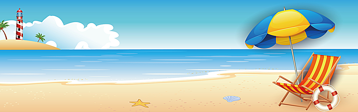 夏日海边清爽卡通banner背景图片素材
