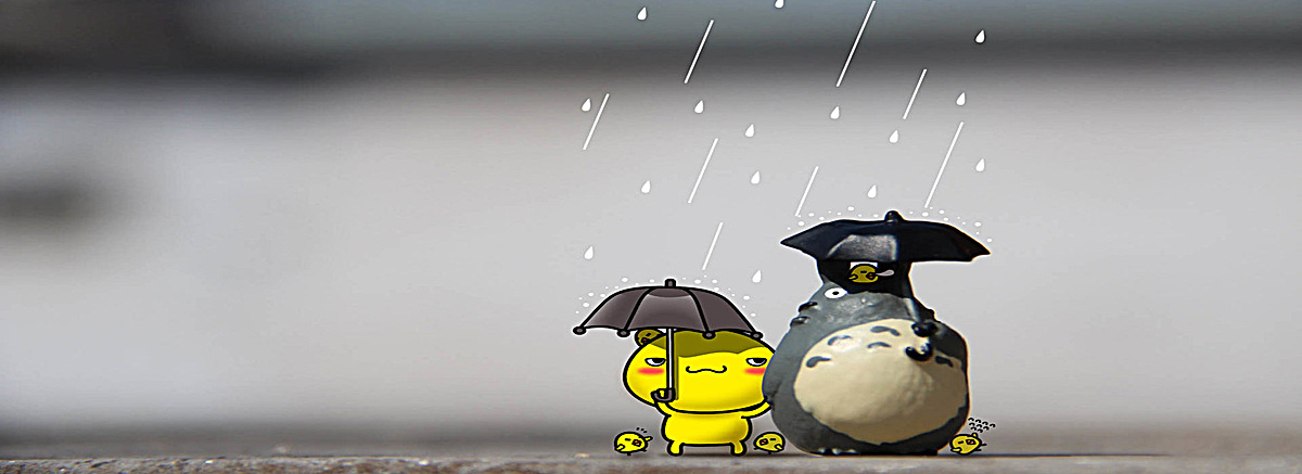 卡通女孩下雨天背景海报
