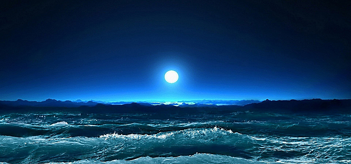 蓝色月亮海边海浪banner