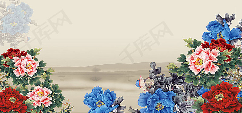牡丹花复古背景