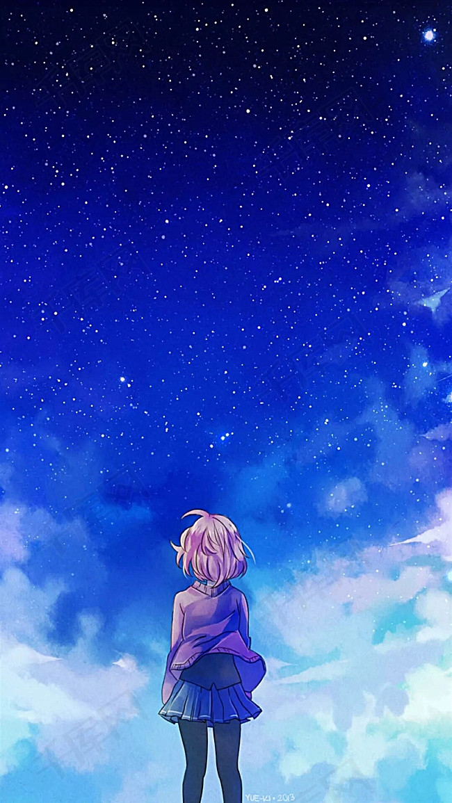 仰望星空的女孩h5背景