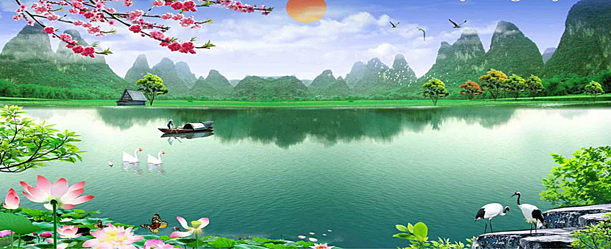 山水风景画_美丽风景画jpg素材-90设计
