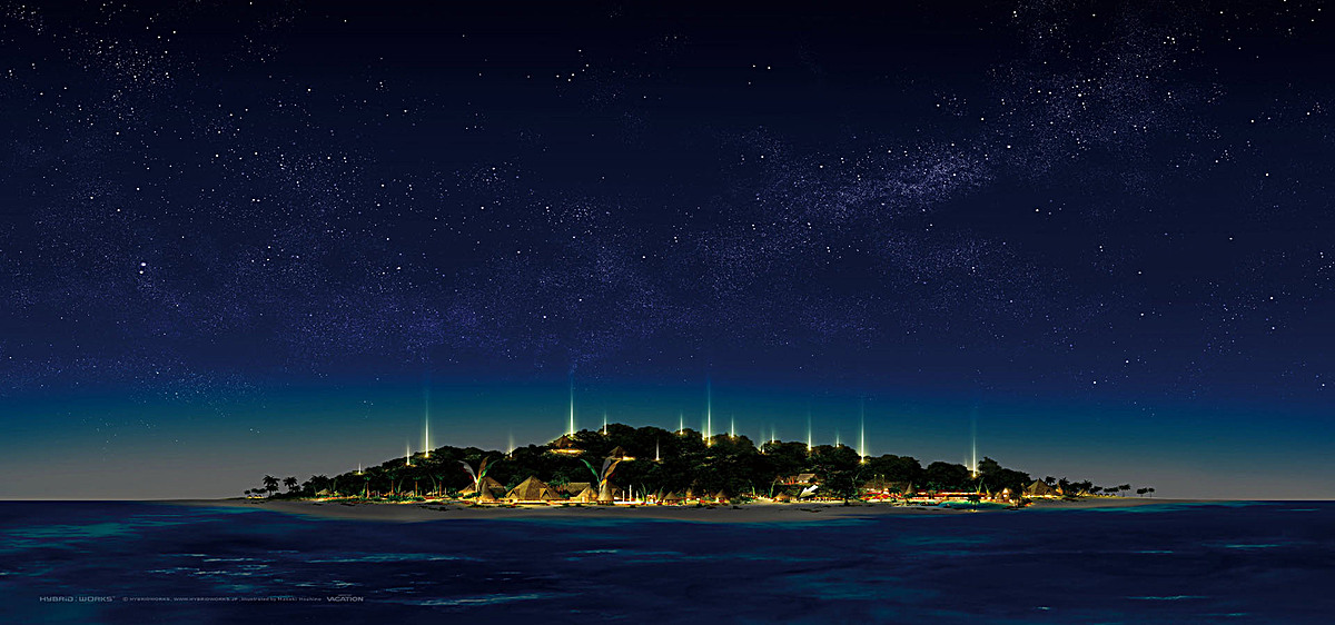 海滩城市夜景