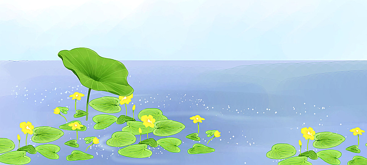 手绘池塘海报背景