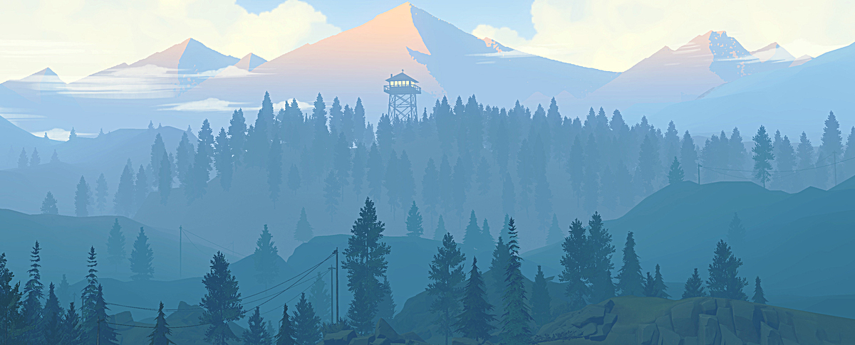 手绘远山森林背景