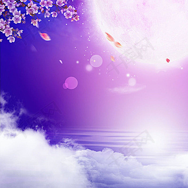 梦幻紫色夜色背景图
