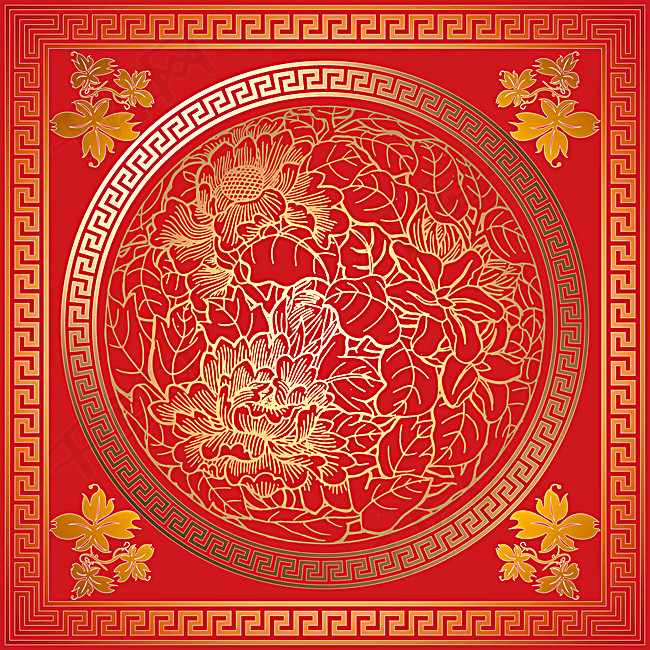 中国风 传统花纹 红色 背景图