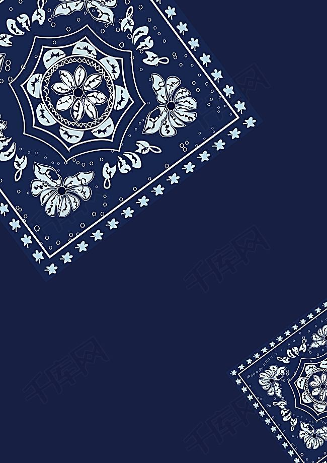 矢量蓝色复古民族风古典纹饰背景