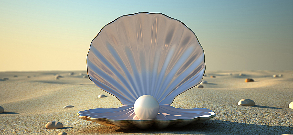 清新唯美天空沙滩珍珠贝壳海报banner图片背景