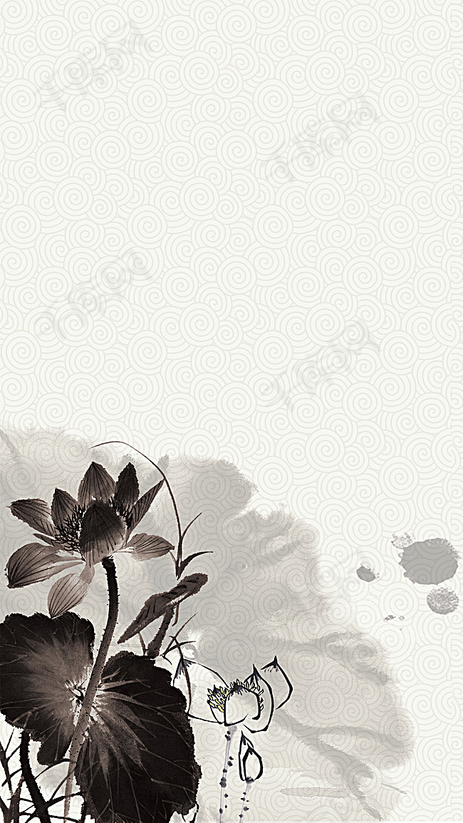 荷花水墨画中国风5h背景图psd素材背景图片免费下载