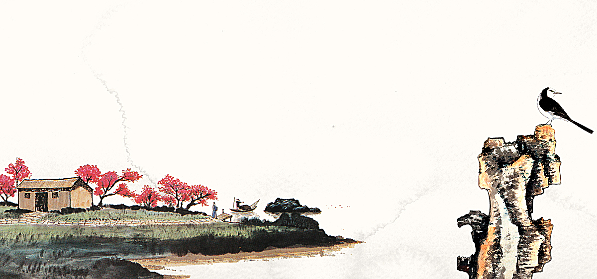 田园水墨画中国风海报背景