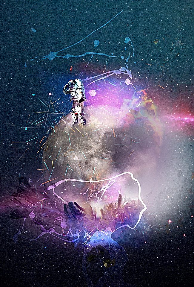 宇航员在广阔宇宙中看见的星空背景素材