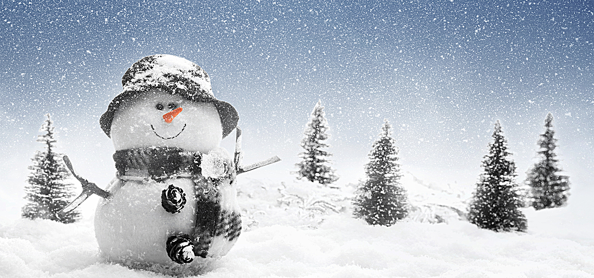 冬季可爱儿童推雪人卡通banner