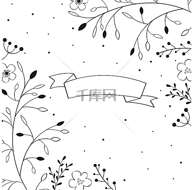 线条树叶黑白素材背景图片免费下载_广告背景