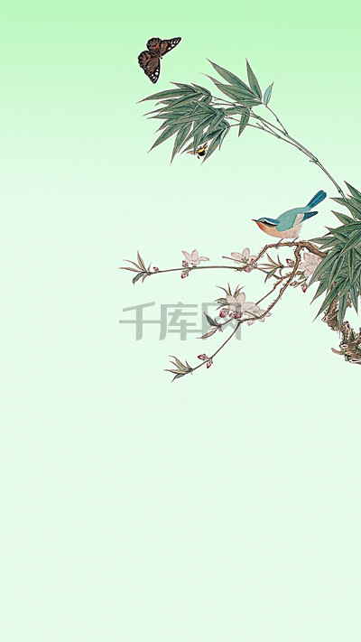 中国风蝶恋花分层背景图片免费下载_h5背景/psd_千库