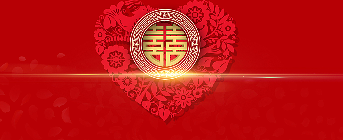 红色喜庆婚礼背景psd素材-90设计