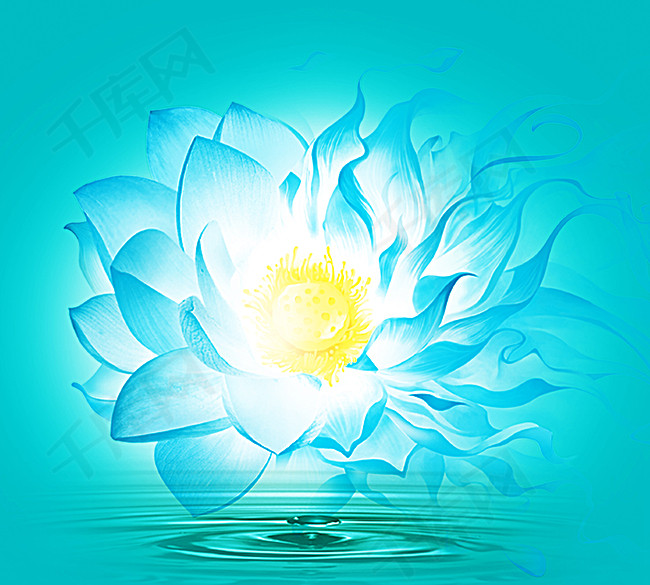梦幻美丽莲花蓝色背景素材
