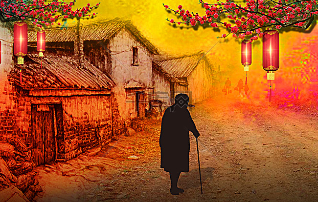 温馨温暖思乡回家过年海报背景素材背景图片免