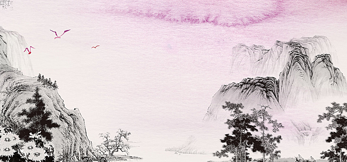 中国风山水画水墨海报背景