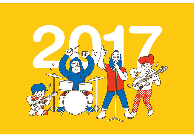 2017简单人物演奏乐器插画_平面广告图片下载