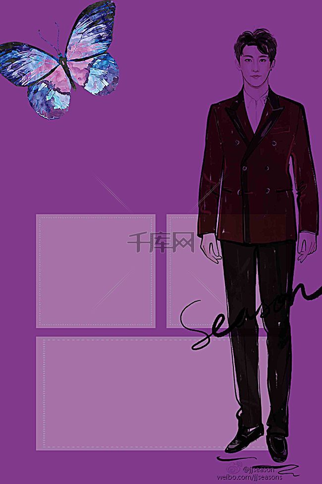 紫色蝶恋花美颜模特浪漫爱情广告背景图片免费