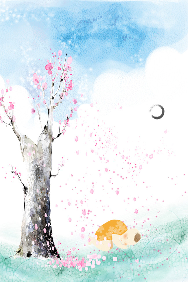 浪漫唯美二十四节气小满海报背景素材_平面广