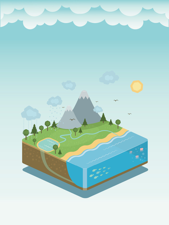 蓝色简约卡通国际气象日海报背景_平面广告图